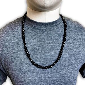 Basic Black Beaded Necklace 22.5 Inch